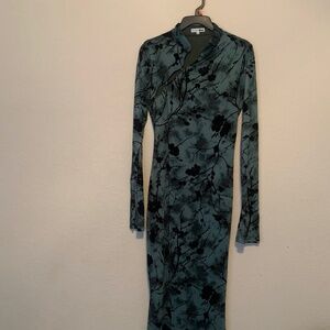 Green and black stunning maxi long dress